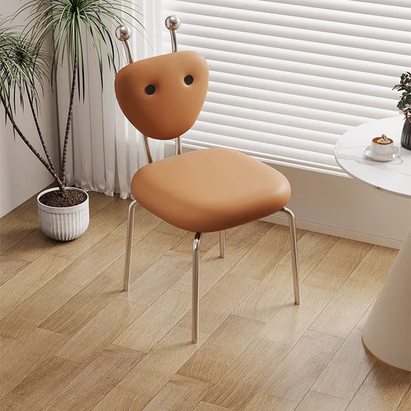 French Cream Style Dining Chair Household Small Apartment Modern Simple Creative Special-Shaped Rotatable Stainless Steel Backrest Chair
