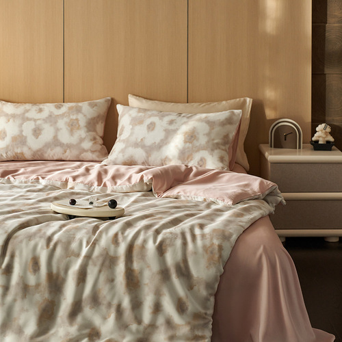 卡通夏季莱赛尔天丝床上四件套冰丝床单被套可爱花卉床上用品1.8m