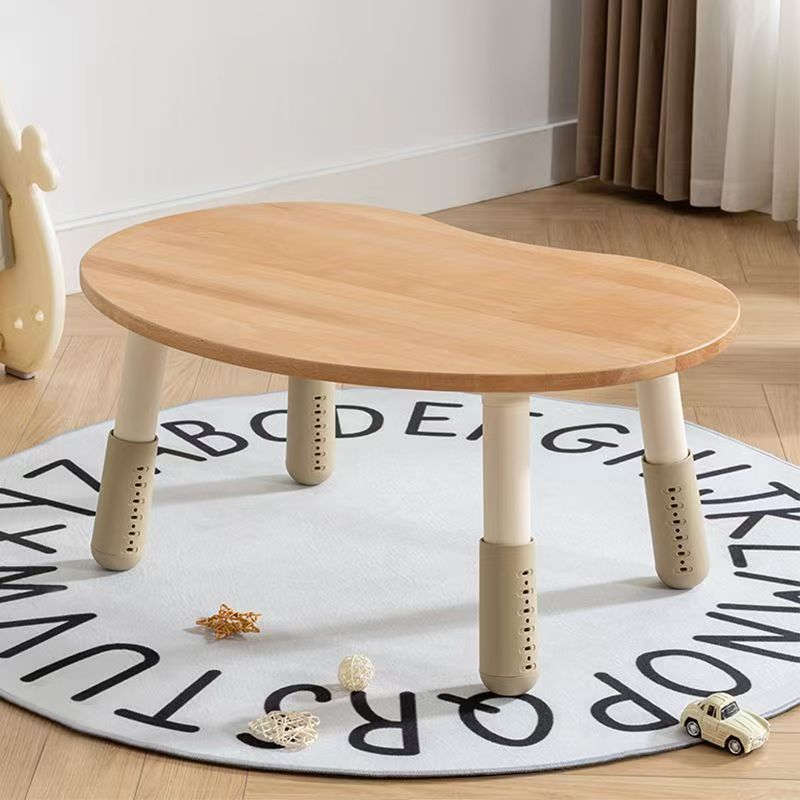 Children's Beech Peanut Table Liftable Baby Study Table Home Desk Pea Table Toddler Reading and Writing Table