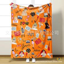 ☼亚马逊新款热X歌手泰勒元素法兰绒高清数码印花毯四季通用