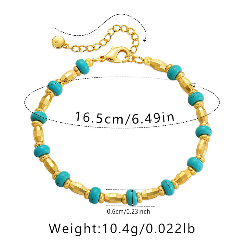 Style Vintage Géométrique Le Cuivre Perlé Turquoise Placage Bracelets 1 Pièce display picture 1