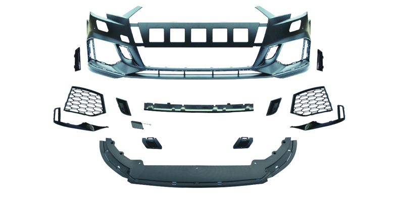 Suitable for Audi A32017-2019 RS3 front bumper assembly center net front shovel chin horn side post center net