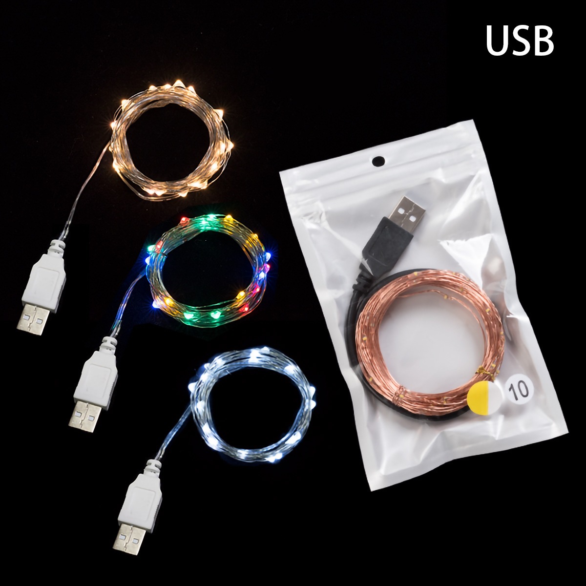 USB Colorful String Lights Led Holiday Lights Christmas Wedding Amazon Decorative Star String Lights USB Copper Wire Lights