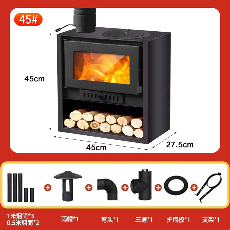 horno de calefacción interior horno de gasificación de doble propósito carbón horno de calefacción doméstica rural horno de fuego real de madera chimenea