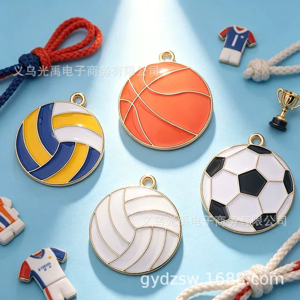 Alloy Oil-Drip Jewelry Accessories Ball-Shaped Volleyball Pendant DIY Earrings Necklace Small Pendant