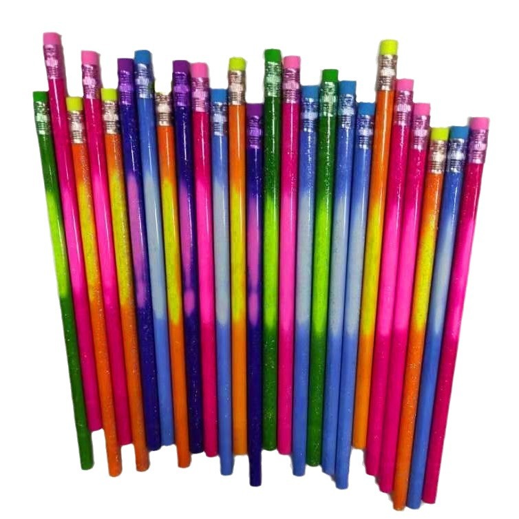 Lápiz de escritura cambiante de color brillante lápiz de madera destacado lápiz HB Premio Comercio exterior lápiz al por mayor