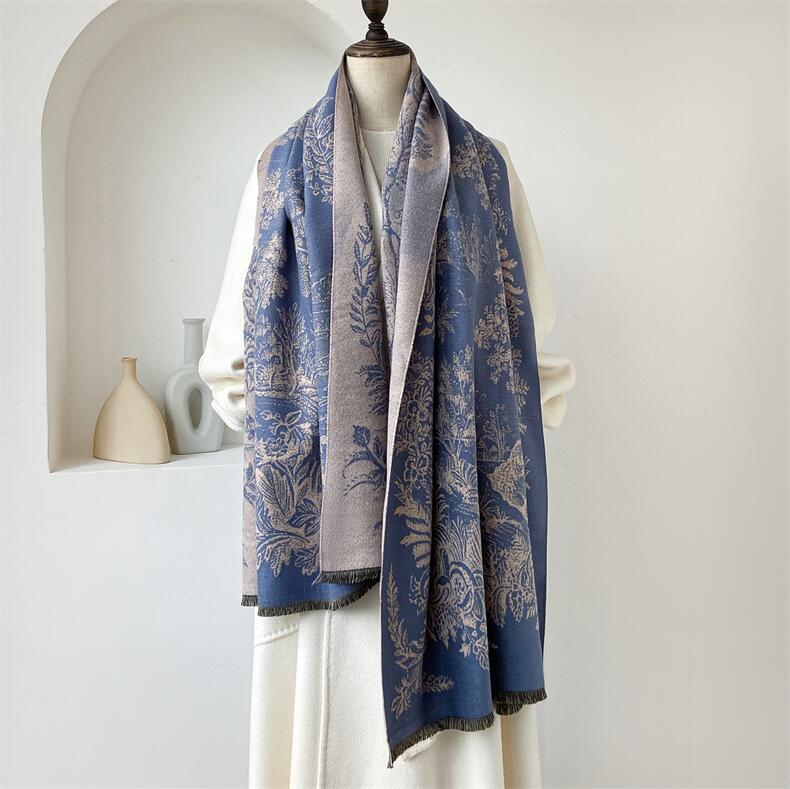 Autunno e inverno nuovi dipinti di paesaggi elegante moda sciarpa scialle lusso donna imitazione cashmere caldo collo_voghion.com
