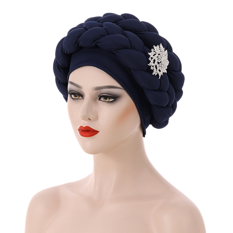 Muslim hat Autumn African hand-braided hat with accessory turban wrap_voghion.com