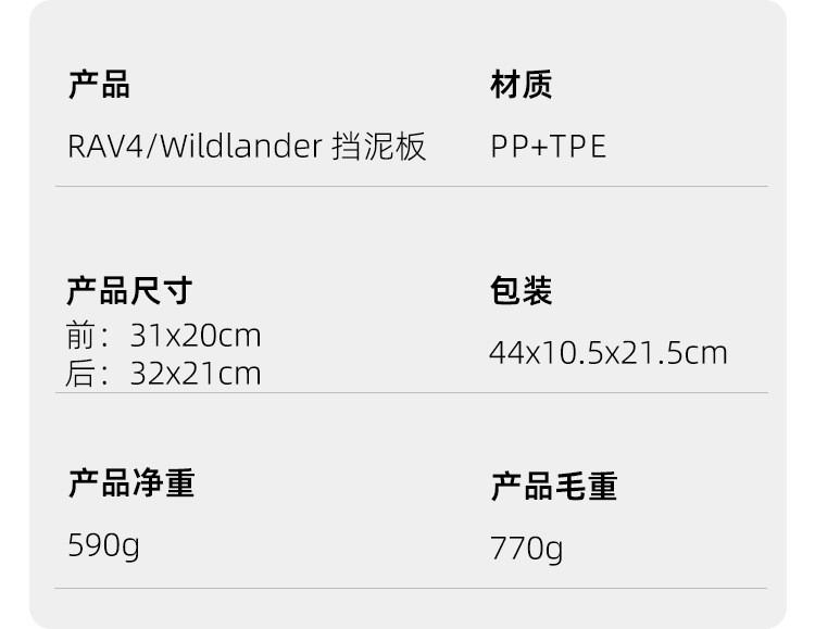 Suitable for Toyota 2026 Rav4/Weilanda Mud Flaps Car Modification Decorative Accessories Mud Flaps