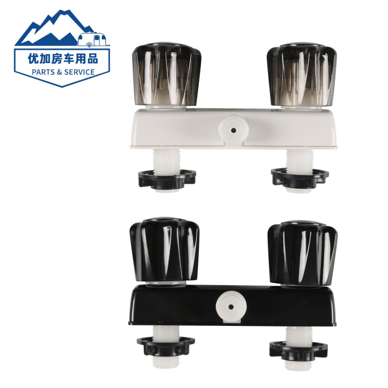 Cross-Border Hot Selling White Base Brown Knob-Double Knob Rv Shower Faucet Valve Diverter