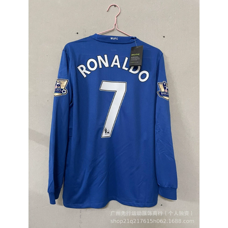 Ретро форма 07/08 Manchester United с длинным рукавом №7 Роналдо, домашняя и выездная версия 06/07 AC №22 Кака