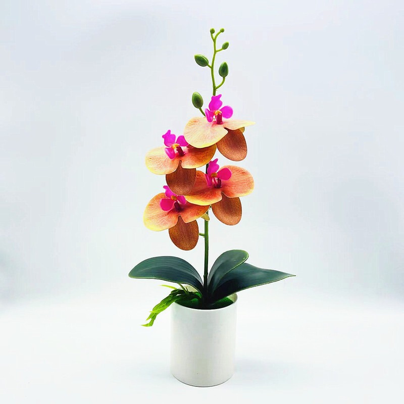 クロスボーダーのシミュレーション胡蝶蘭盆栽花付きデスクトップ装飾プラスチック造花盆栽撮影植木鉢置物花頭|undefined