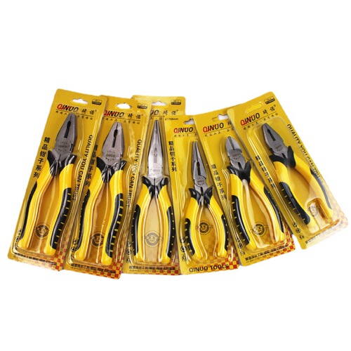 Qinuo pliers labor-saving multi-functional tiger leather handle wire pliers flat mouth wire pliers tool 8 inch No. 45 steel vise