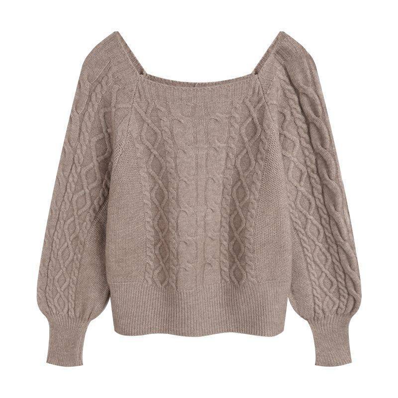 Nicho lanterna manga jersey diseño femenino sensación de otoño invierno japonés perezoso estilo exterior usar camiseta de punto de tendencia