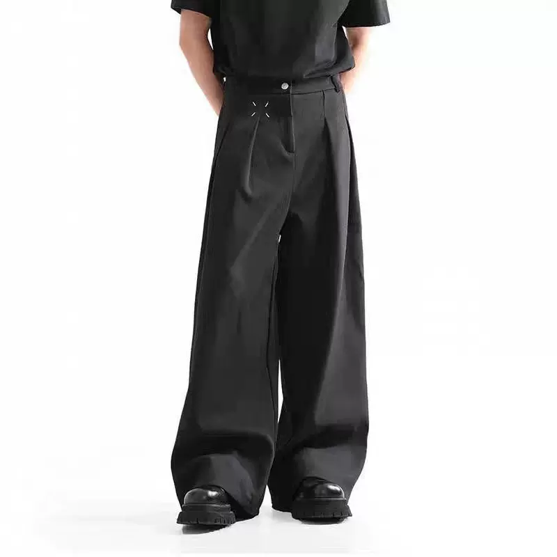 美式cleanfit黑色西裤男春秋季直筒宽松垂感休闲高级感阔腿长裤男