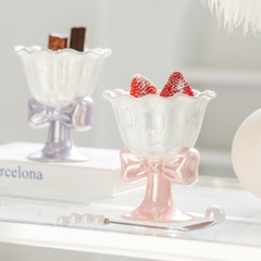 Japanese bow ceramic cup ice cream cup dessert cup high-end cute girl exquisite personality design couple