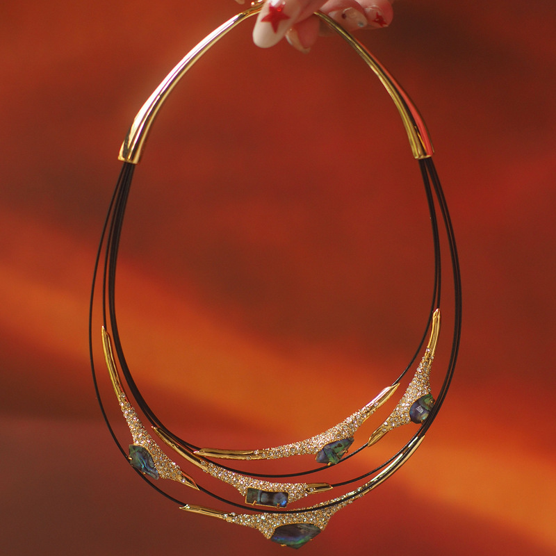爆款中古绿色闪钻小众多层项链choker2025轻奢气质设计轻奢宴会|undefined