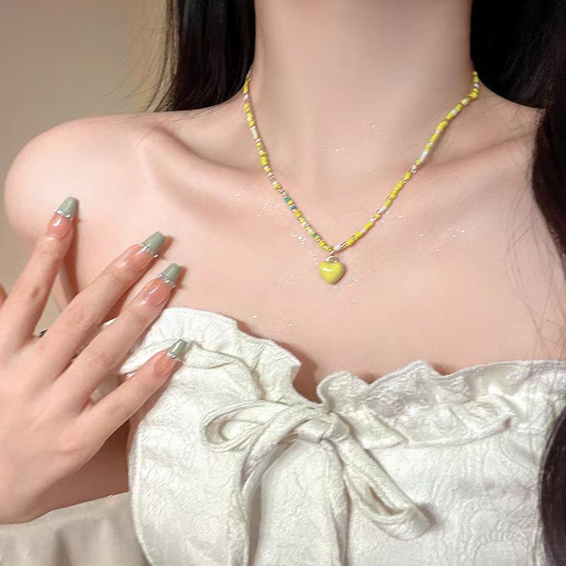 リンゴ味のキャンディーランド~y2kカラードーパミンキャンディーカラービーズネックレス夏の漫画甘いアクセサリー|undefined