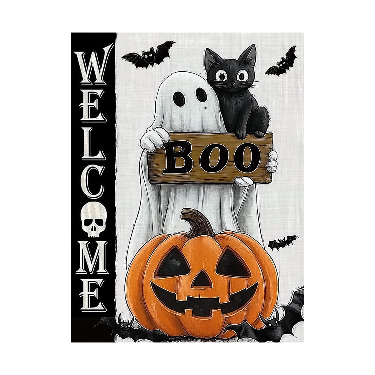 Mona Lisa real bordado cruzado Halloween calabaza fantasma gato negro nuevo lindo curar la decoración bordado a mano