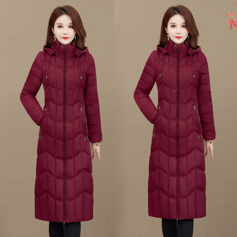 中年媽媽裝厚款修身顯瘦棉衣女40歲50歲冬過膝長款羽絨棉服女外套