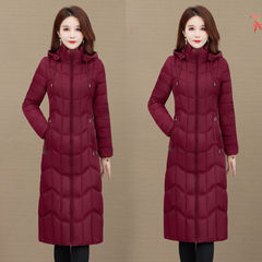 中年媽媽裝厚款修身顯瘦棉衣女40歲50歲冬過膝長款羽絨棉服女外套