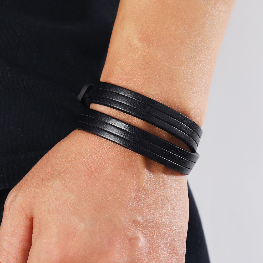 European and American fashion jewelry personality cowhide menu0027s bracelet