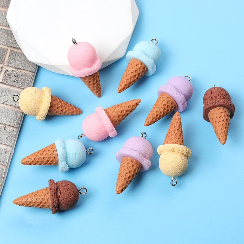 Wholesale cute simulation resin acrylic three-dimensional ice cream cone pendant factory direct A800602