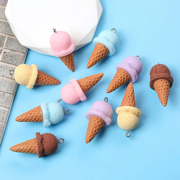 Wholesale cute simulation resin acrylic three-dimensional ice cream cone pendant factory direct A800602