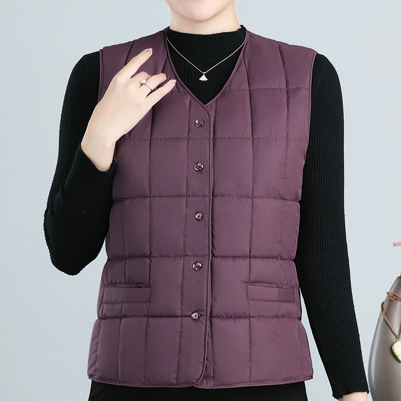 Mother's Down Cotton Vest Women's Middle-aged and Elderly Plus Size Extra Large Size Special Cotton Waistle Grandma Wearing a Pocket at Home