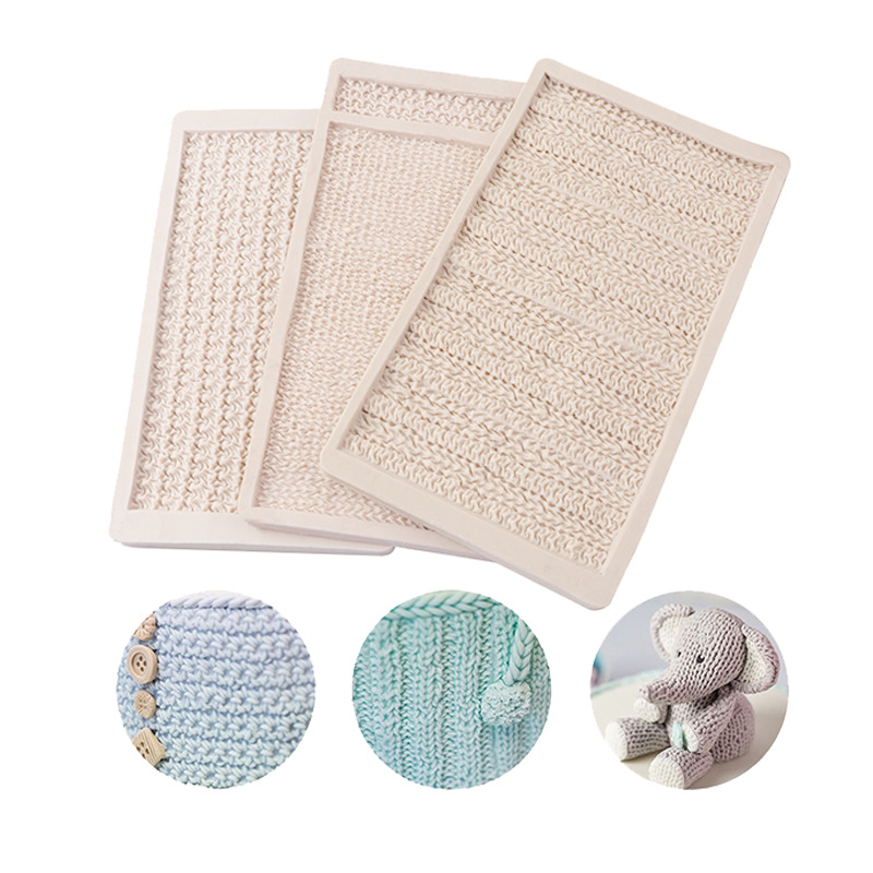 Molde de silicona fondant suéter de punto textura pastel molde cake edge decoración fondant molde herramienta para hornear