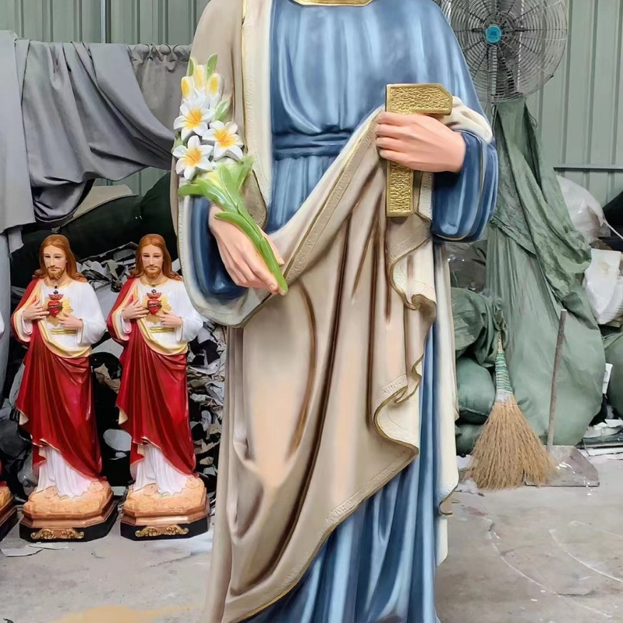 220cm San José Ornamentos Mirando Estatuas de vidrio FRP Decoración de la Iglesia