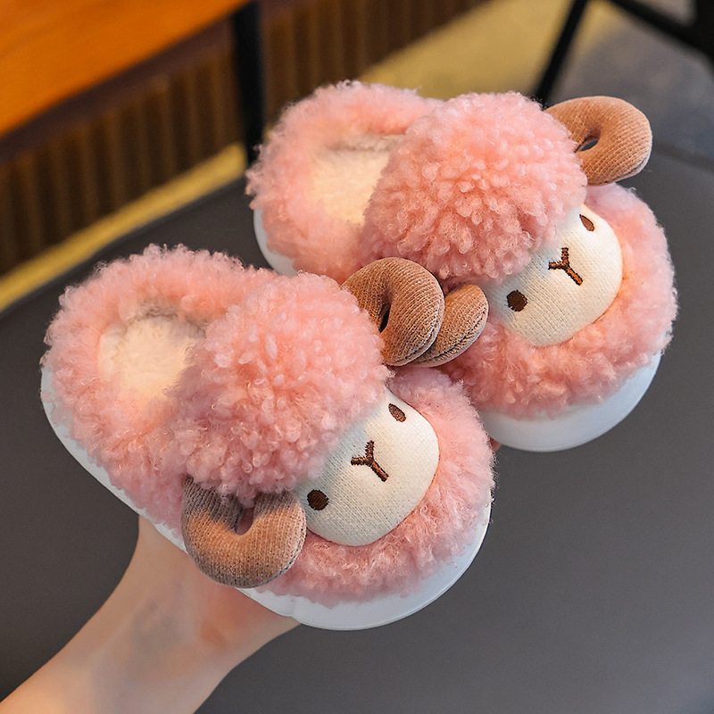 Otoño y invierno zapatillas de algodón para niños, niños y niñas, zapatillas de algodón para niños pequeños y medianos, zapatillas de algodón para niños pequeños y medianos