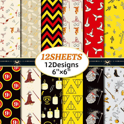 12 sheets/pack magic wand HP notebook scrapbooking paper, cross-border 6-inch album background paper for photo albums, AliExpress