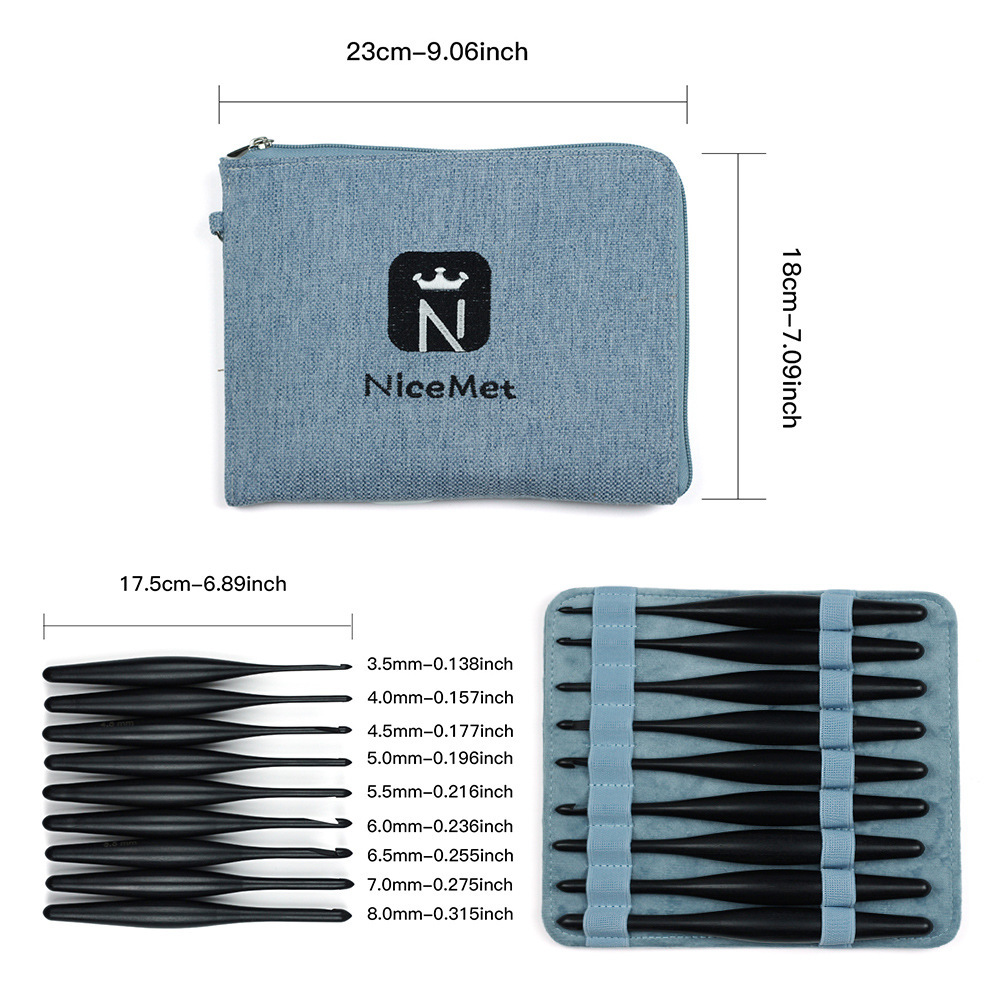 Aguja de trenzado transfronteriza mango de madera sintética ganchillo chino pulido a mano un cuchillo cortado ganchillo de madera 9 manga