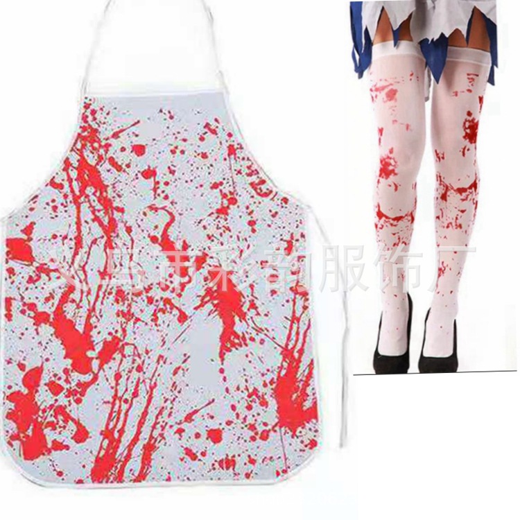 Amazon E-commerce Halloween disfraz de terror delantal de sangre calcetines de sangre enfermera cocinera calcetines de sangre delantal