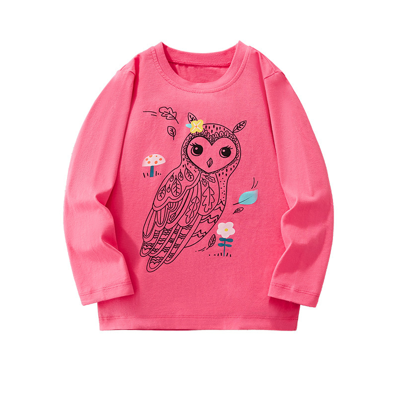 欧米風長袖2024子供tシャツ女の子綿漫画模様春秋カジュアル長袖tシャツ子供服卸売り|undefined