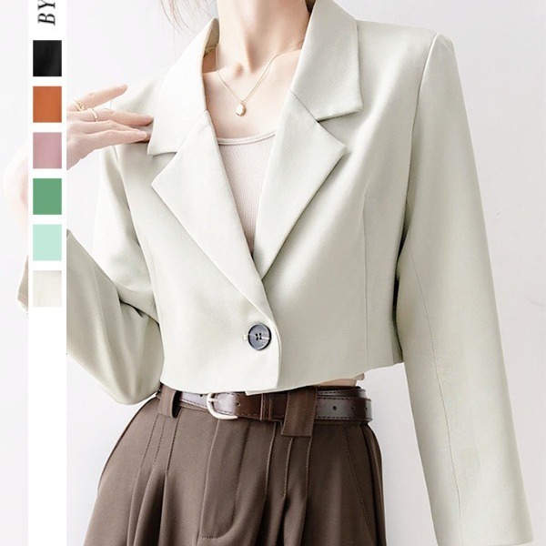 creamy-white short small suit coat women's in stock wholesale spring and autumn new temperament loose slim small suit