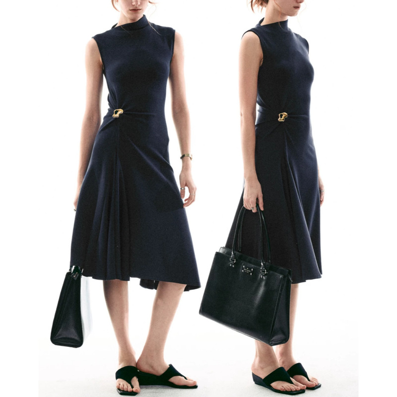 Single Momet 26Ss French-Style Commuter Chic Versatile Casual Twist Sleeveless Simple Dress for Women