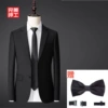 Black suit+black collar knot