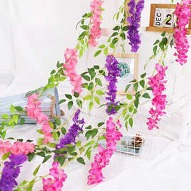 仿真假花紫藤花串吊顶装饰紫藤蔓婚庆紫藤条花藤管道空调阳台室内
