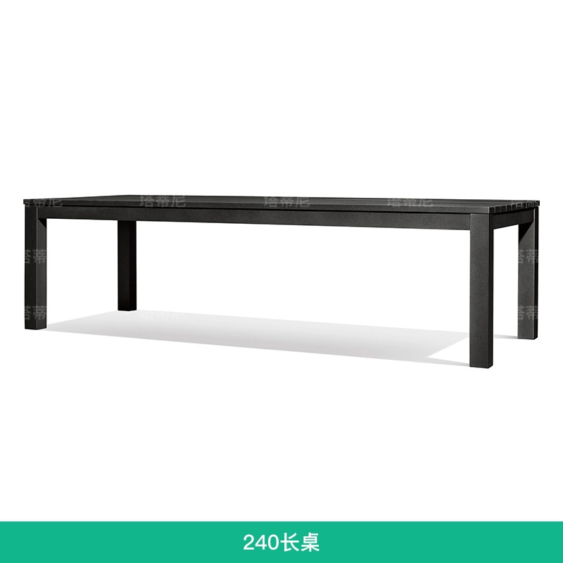 Mesa y sillas de patio al aire libre de alta gama terraza de jardín al aire libre impermeable a prueba de agua y protección solar de madera maciza mesa larga de hotel villa de madera