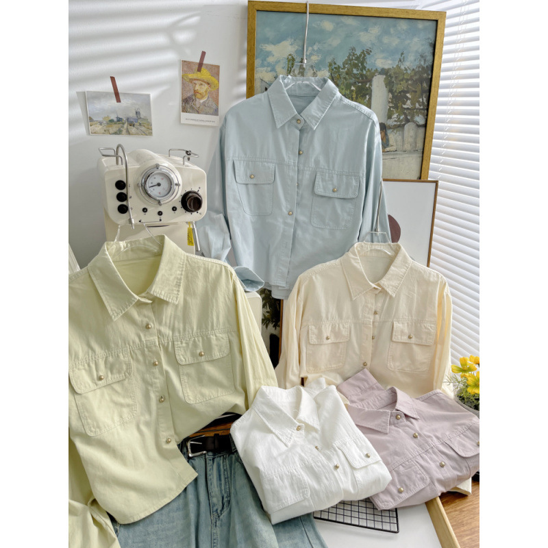 Casual Loose Short Shirt Women's Pure Cotton 2024 Spring and Autumn All-Match Slim Shirt Short Coat