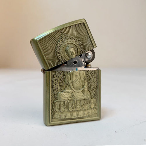 Factory direct sales Buddha relief bronze 3068 kerosene metal windproof lighter wholesale