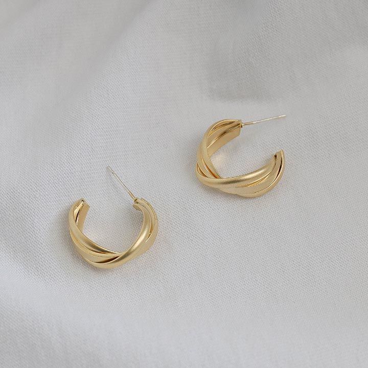 Simple C-shaped Metal Frosted Texture Earrings Wholesale Nihaojewelry display picture 2