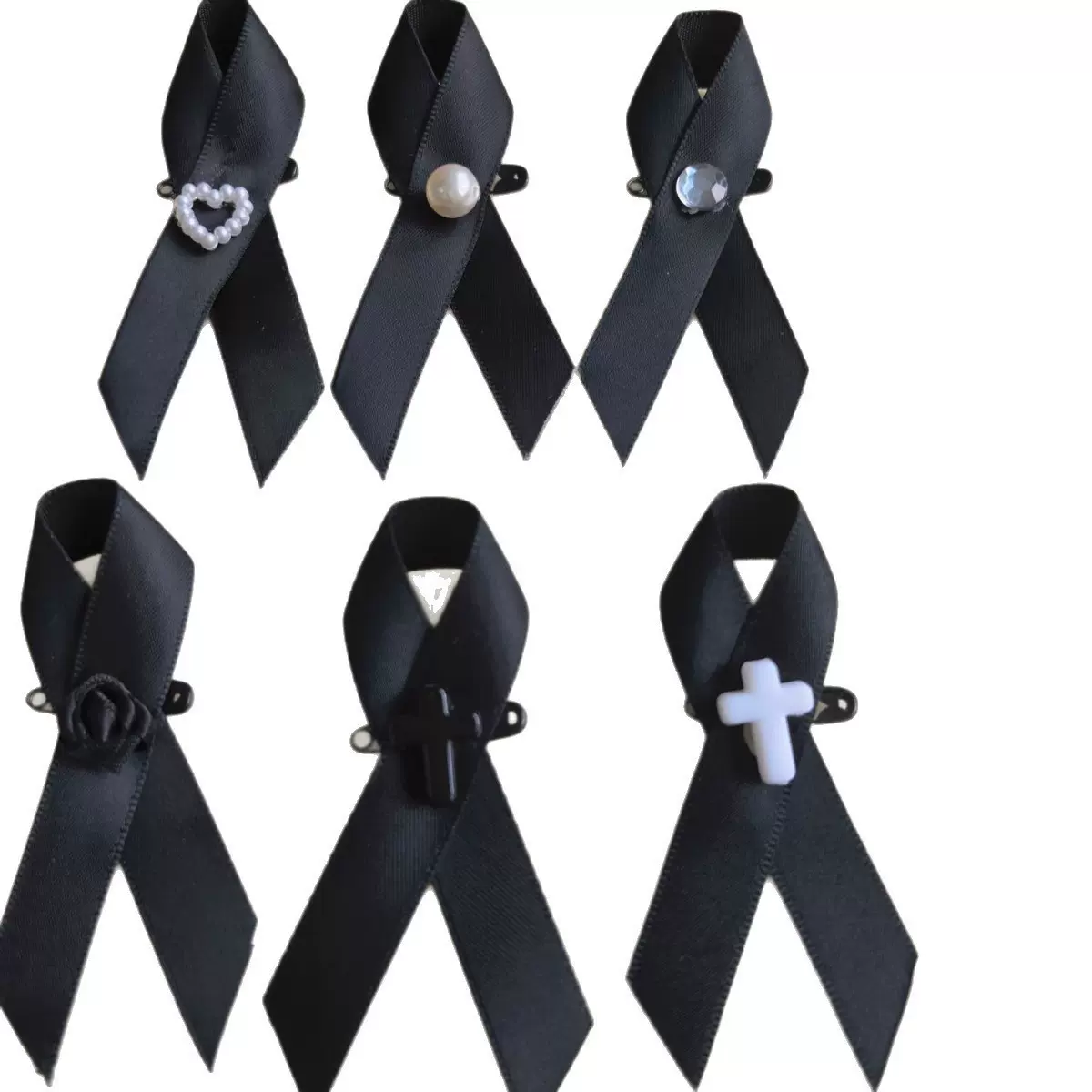 高级悼念配饰纪念故人追悼会丝带别针定制丧葬殡仪胸花公益结