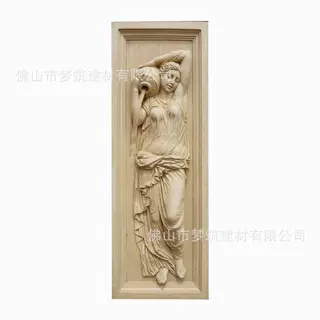 别墅室内玄关人物艺术浮雕背景墙欧式风格人造砂岩定制加工生产