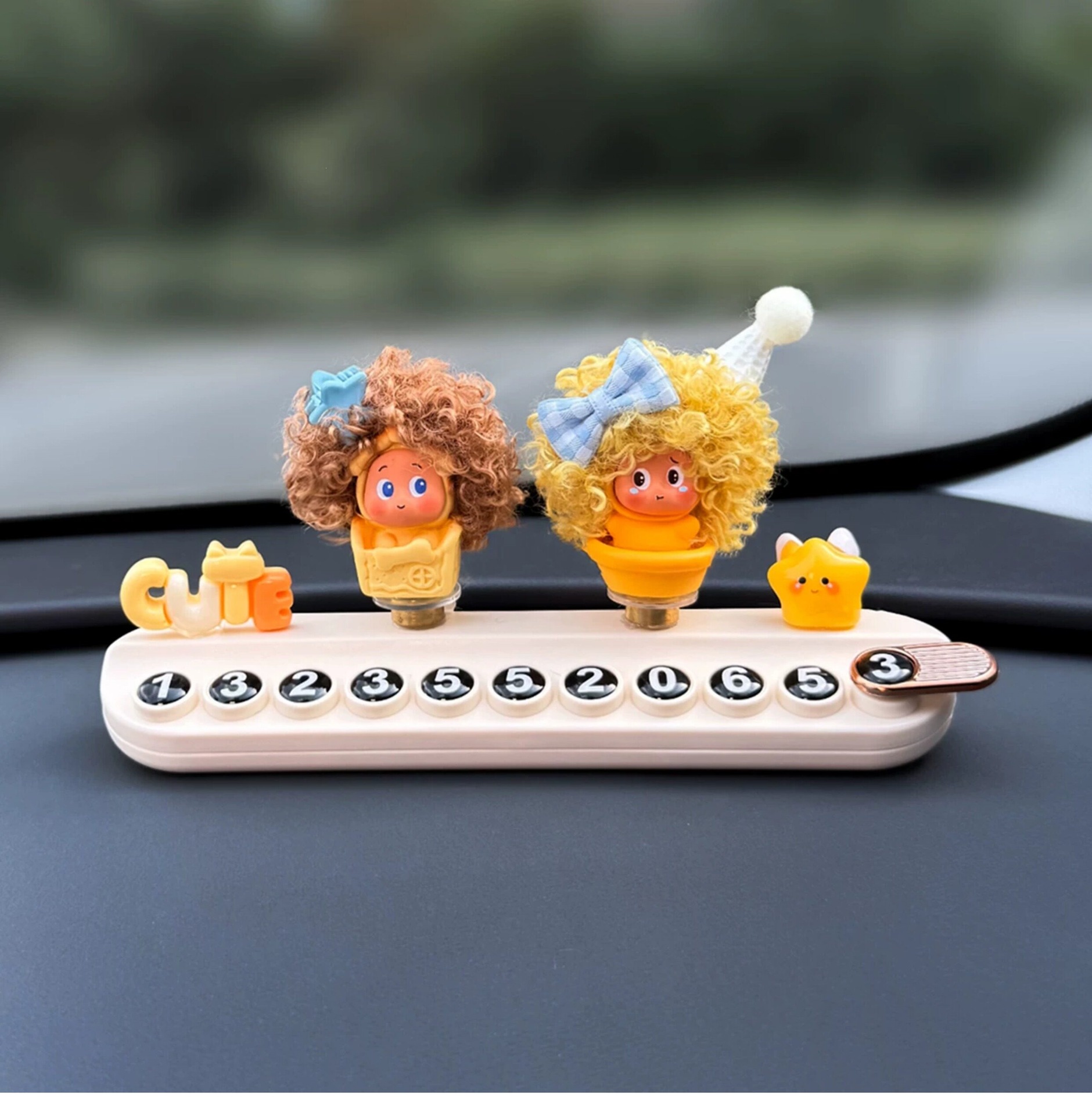 2026 New Model Bread Star Temporary Parking Number Plate for Moving Car, Phone Number Plate for Car, Cute Car-Mounted Mobile Phone Holder