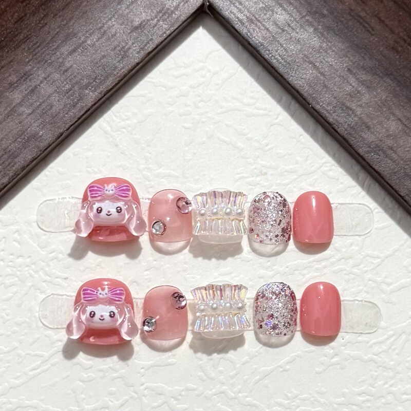 Children's Handmade Three-Dimensional Cute Skirt Girl Nail Art Cartoon Stickers Detachable Handmade Nails