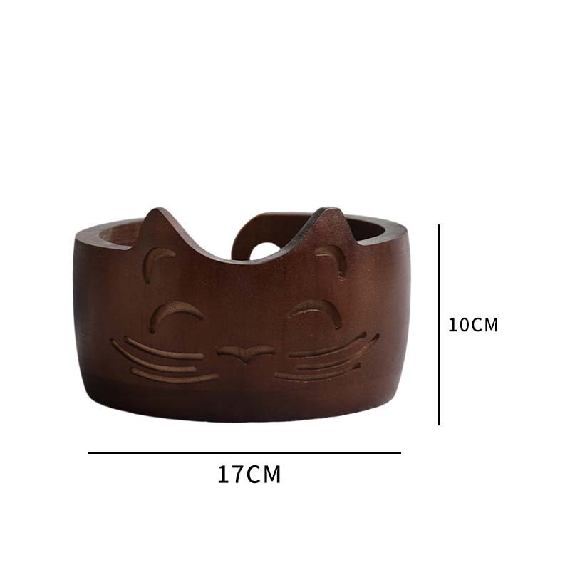 Cuenco de lana de madera para orejas de gato Cuenco de madera para almacenamiento de lana Cuenco de lana redondo de madera textil hecho a mano