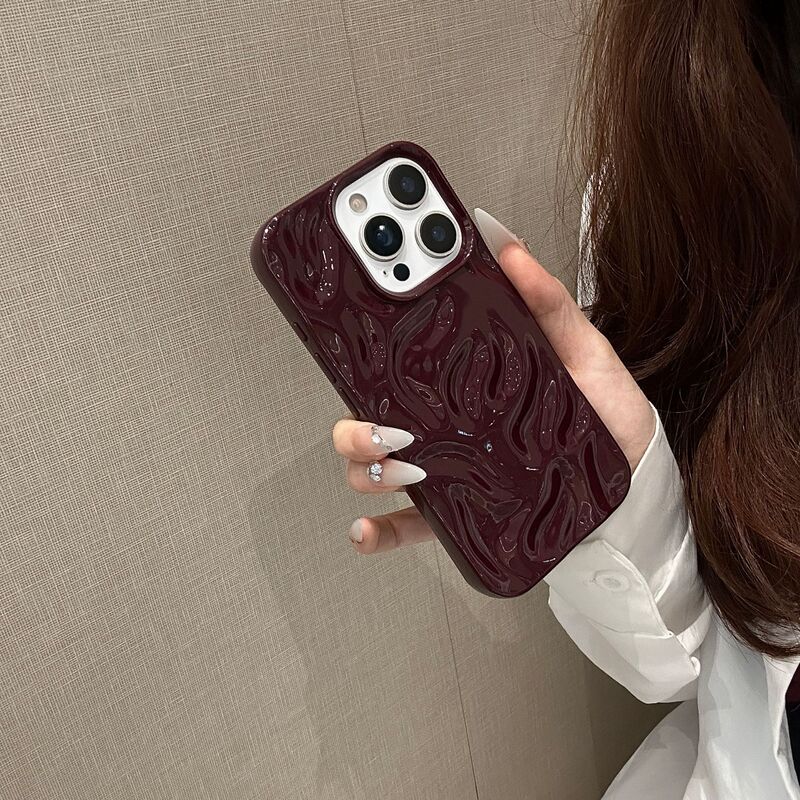 陨石纹适用iPhone16硅胶手机壳亮面折皱苹果15简约纯色14保护套13|undefined